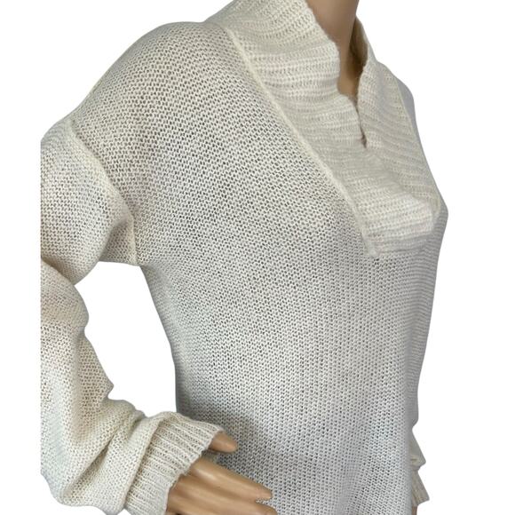 J. Crew Dolce Shawl Collar Popover Sweater Cream Mohair Wool Blend Size M - Picture 10 of 12